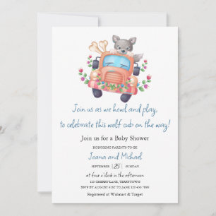 Invitation Howling avec Joy Cute Wolf Baby shower garçon Invi