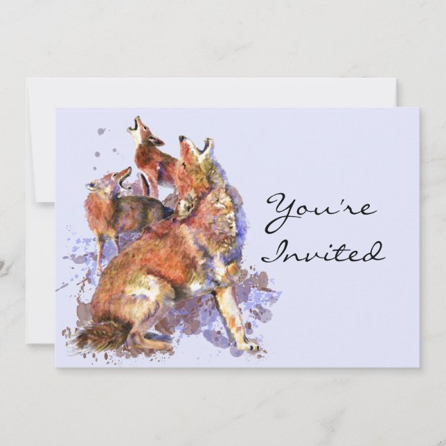 Invitation Howling Coyote Animal Nature Anniversaire (Devant)