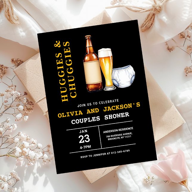 Invitation Huggies et Baby shower de couples de chouggies (Créateur téléchargé)