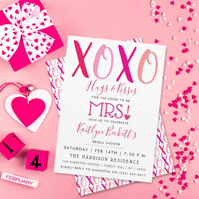 Invitation Hugs & Kisses (XOXO) Fête des mariées de la Saint  (Créateur téléchargé)