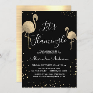 Invitation Huile d'or de luxe Flamingle - Flamant rose