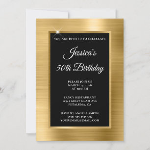Invitation Huile d'or et superposition noire 50e anniversaire