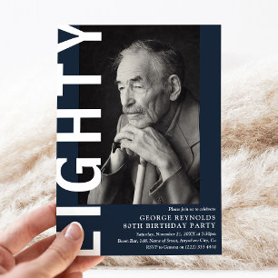 Invitation HUITIÈME Photo moderne Fête d'anniversaire 80e