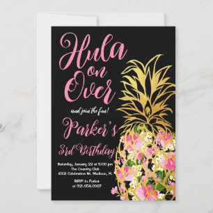 Invitation Hula sur, Luau, Anniversaire de l'ananas