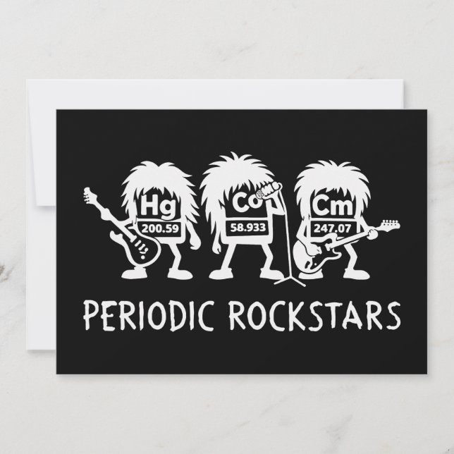 Invitation Humour de chimie des Rockstars périodiques (Devant)