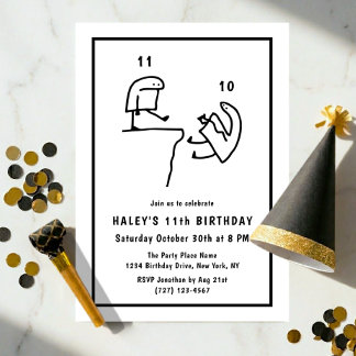 Invitation Humour de mème drôle Simple Anniversaire 11 ans no