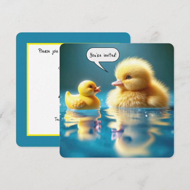 Invitation Humour Jaune Pour Fête D'Anniversaire (Devant / Derrière)