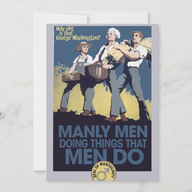 Invitation Humour vintage Manly HOMMES (Devant)