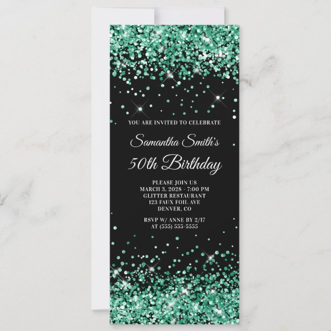 Invitation Hunter Green Parties scintillant Noir 50e annivers (Devant)