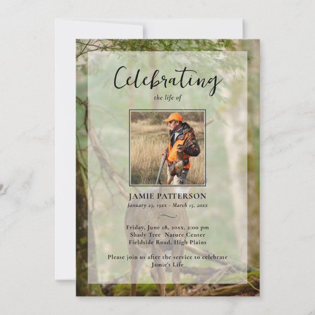 Invitation Hunting Hunter Outdoorsman Photo Funeral Program  (Devant)