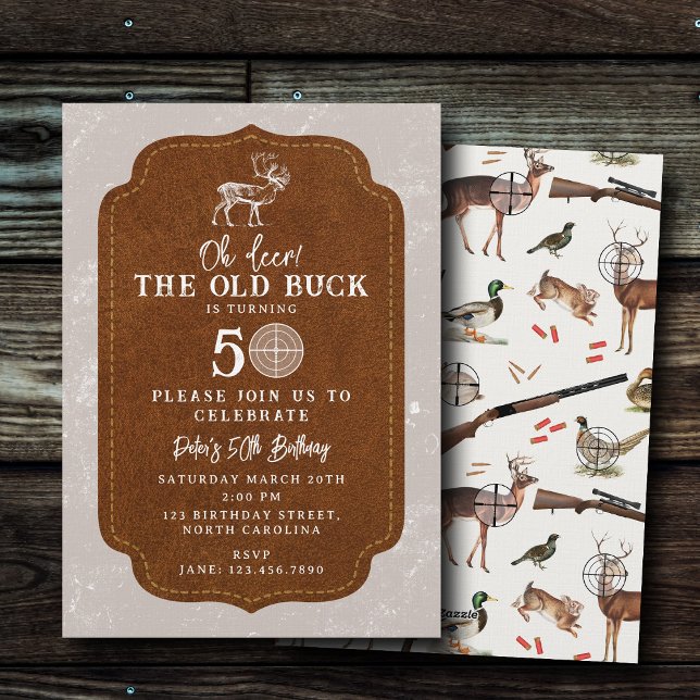 Invitation Hunting Oh Deer Old Buck Adult Birthday Party (Hunting Oh Deer Old Buck Adult Birthday Party Invitation)