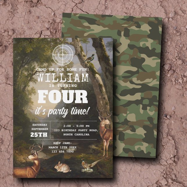 Invitation Hunting Wildlife Outdoorsman Kids Birthday Party (Hunting Wildlife Outdoorsman Kids Birthday Party Invitation)
