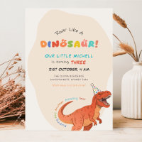 Hurle comme un dinosaure Aquarelle Trex 3e anniver
