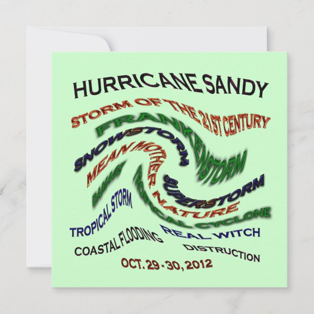 Invitation Hurricane Sandy Words (Devant)