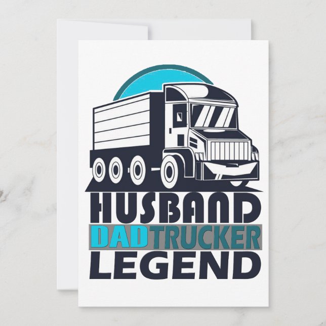 Invitation Husband Papa Trucker Legend Funny Truck (Devant)