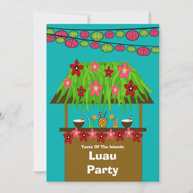 Invitation Hutte Aloha Luau PartyInvitation de Tiki (Devant)