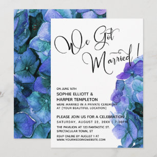 Invitation Hydrangea Aquarelle Bleu Violet On S'est Mariés