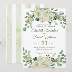 Invitation Hydrangea Aquarelle Classique Rose Bouddha Crème