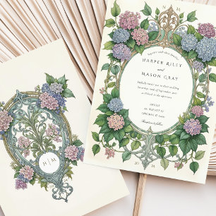Invitation Hydrangea Art Nouveau Mariage