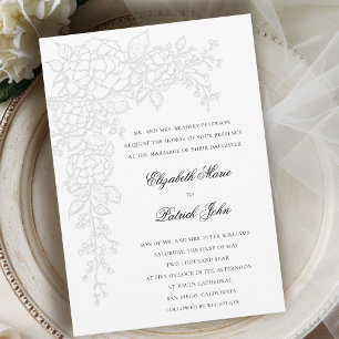 Invitation Hydrangea Blanc Lumineux Mariage Classique Formel