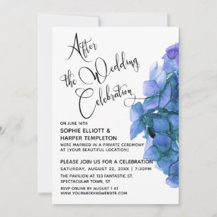 Invitation Hydrangea Bleu Après la Célébration de Mariage