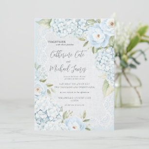 Invitation Hydrangea Bleue Budget Élégant Mariage Floral en D
