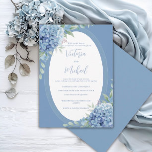 Invitation Hydrangea Bleue Élégant Mariage Floral