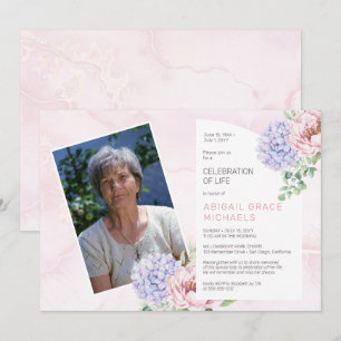Invitation Hydrangea Blooms Femme Rose Célébration de la vie