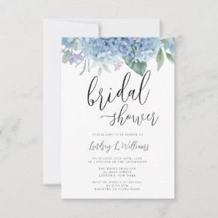 Invitation Hydrangea Blue Floral Douche nuptiale