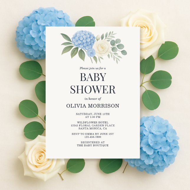 Invitation Hydrangea Botanical Eucalyptus Baby Shower (Créateur téléchargé)