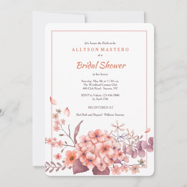 Invitation Hydrangea Corail (Devant)