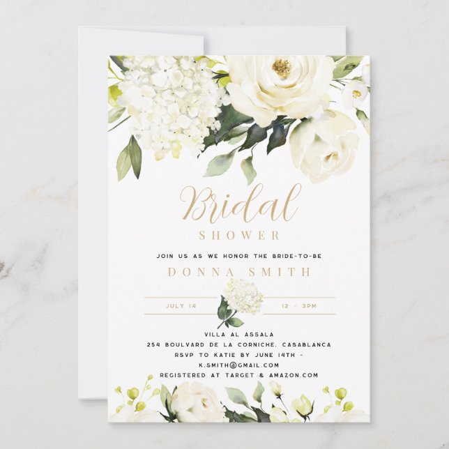 Invitation Hydrangea & Fête des mariées verte (Devant)