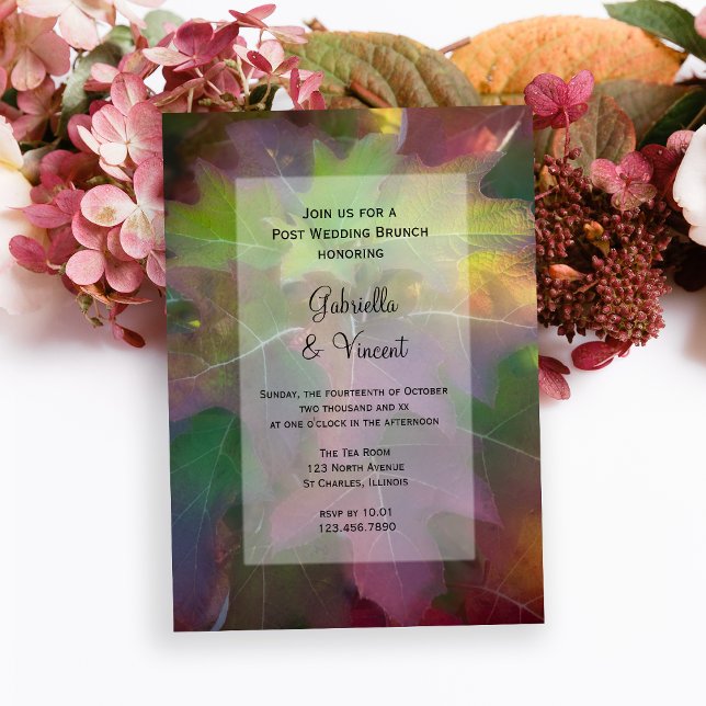Invitation Hydrangea Feuille de Chêne d'Automne Après-Mariage (Fall in Love with this woodsy natural Autumn Wedding Brunch Invitation.)