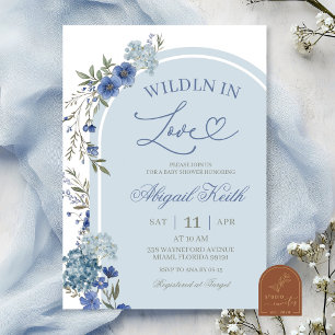 Invitation Hydrangea Fleur Sauvage Bleue Fou Amoureux Mariée