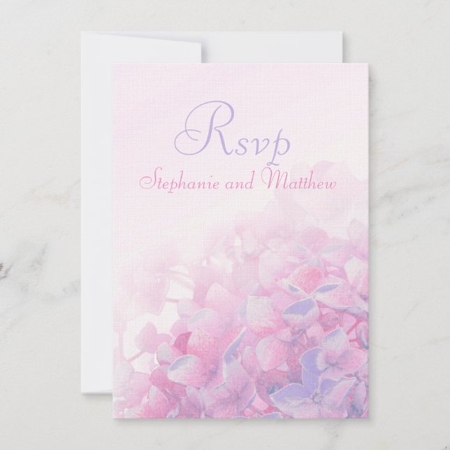Invitation Hydrangea floral mariage formel RSVP rose violet (Devant)