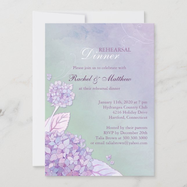 Invitation Hydrangea Jardin Répétition De Mariage Dîner (Devant)