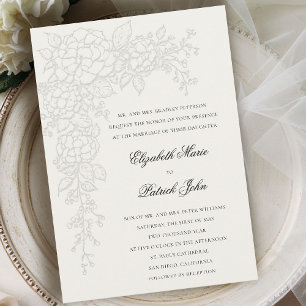 Invitation Hydrangea Lumineux Crème Formel Mariage Classique