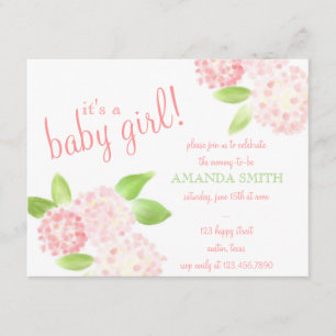Invitation Hydrangea rose Aquarelle