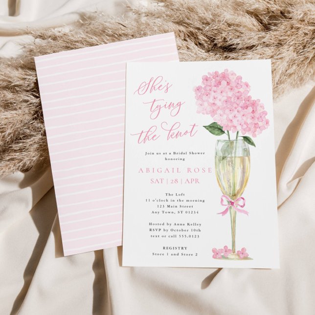 Invitation Hydrangea rose Elle noue la douche nuptiale (Créateur téléchargé)