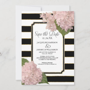 Invitation Hydrangea rose Enregistrer la date Large Bande d'o