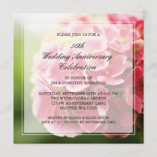 Invitation Hydrangea Rose Vintage 50e Anniversaire de Mariage