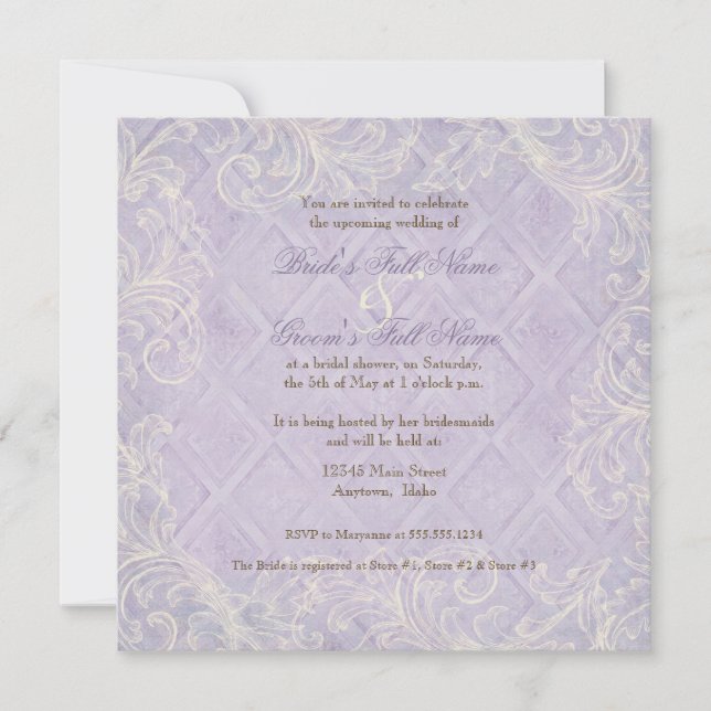 Invitation Hydrangea Swirl pourpre - Fête de l'mariée florale (Devant)