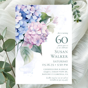 Invitation Hydrangeas 60e fête d'anniversaire