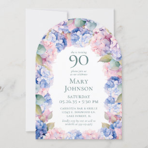 Invitation Hydrangeas 90e fête d'anniversaire