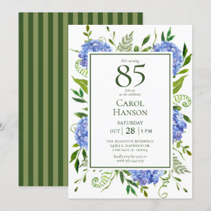 Invitation Hydrangeas bleues pour 85e anniversaire