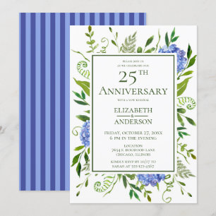 Invitation Hydrangeas Bleus 25e Anniversaire