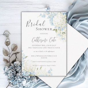 Invitation Hydrangeas Bleus Blancs Fête de Mariage