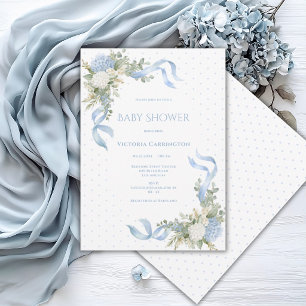 Invitation Hydrangeas Bleus Élégance Florale pour Baby Shower