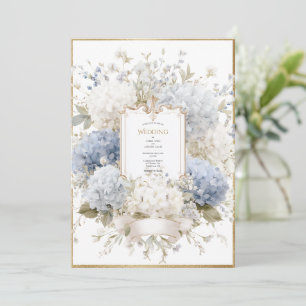 Invitation Hydrangeas Bleus Élégants Mariage Vintage Budget