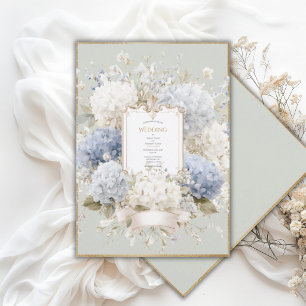 Invitation Hydrangeas Bleus Élégants Mariage Vintage Sage